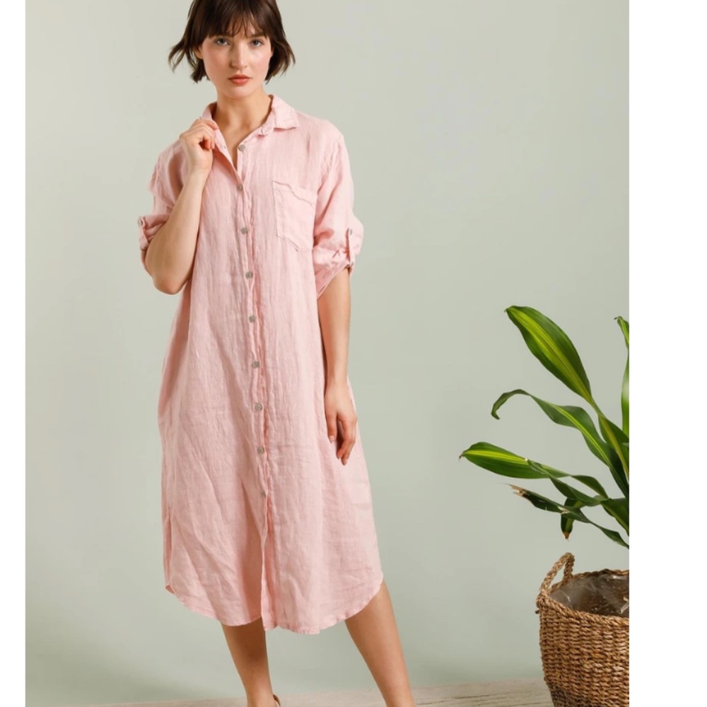 NAIS 100% Linen shirt dress made in Italy